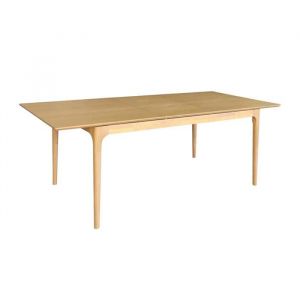 Table &agrave; manger rectangulaire extensible bois dh&eacute;v&eacute;a et placage fr&ecirc;ne naturel 6-8 places - 160/210 x 90 x 76 cm - Elena