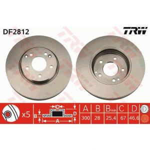 Trw Jeu de 2 disques de frein MERCEDES-BENZ CLASSE C, MERCEDES-BENZ CLASSE E, MERCEDES-BENZ CLK (161DF2812)