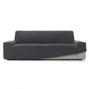 SOFASKINS Housse de canap&eacute; Super &eacute;lastique, 4 Places, Respirante, Confortable et Durable, Facile &agrave; Installer, Dimensions (230-270 cm), Couleur Gris fonc&eacute;