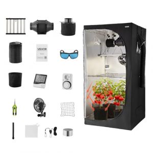 VEVOR Chambre de Culture 100x100x200 cm Tente de Culture Kit Complet avec &Eacute;clairage LED Spectre Complet, Syst&egrave;me Ventilation, Mylar 600D Hautement R&eacute;fl&eacute;chissant, pour Plantes Int&eacute;rieur Fleurs L&eacute;gumes