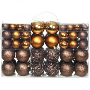 VidaXL Ensemble de boules de Noël 100 pcs 6 cm Marron/Bronze/Doré