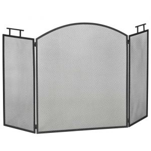 Homcom Pare-feu cheminée poêle - pare-étincelles 3 volets pliables - dim. 128L x 2l x 76H cm - métal noir