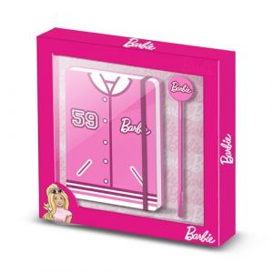 Karactermania Barbie Varsity-Coffret Cadeau avec Journal et Stylo &agrave; Bille Fashion, Rose