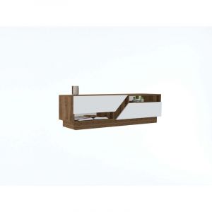 Cotecosy Meuble TV tiroirs trapèze 160cm Magnifikal Bois et Blanc