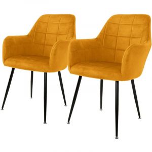 ECD Germany Set de 2x Chaises de Salle à Manger Moutarde, Style Moderne/Retro, Dossier et
