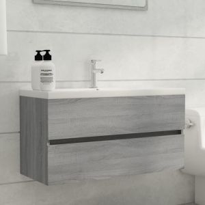 VidaXL Armoire de lavabo Sonoma gris 90x38,5x45 cm Bois d'ingénierie
