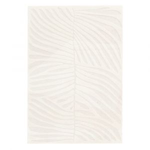 Sweeek - Tapis intérieur motif en relief végétal crème Lily 80 x 150 cm