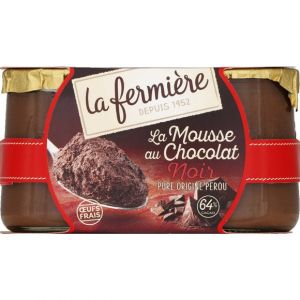 Image de La fermi&egrave;re Desserts Mousse Chocolat Noir - Les 2 Pots De 85 G