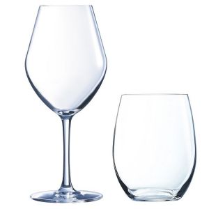 Couzon Lys - Lot de 6 verres &agrave; pied 25 cl et 6 gobelets 36 cl Blanc - Couleur Blanc - Taille Taille unique