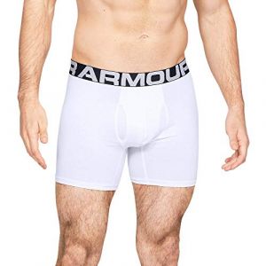 Under Armour Lot de 3 Boxers en Coton pour Homme, Entrejambe de 15,2 cm, Confort Tout au Long de la journ&eacute;e et Ultra Doux, Blanc uni - Noyau, Small