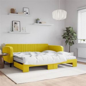 VidaXL Lit de jour avec gigogne et matelas jaune 100x200 cm velours 3197099