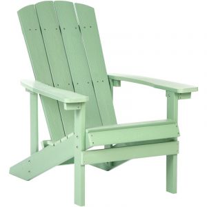 Beliani Chaise de Jardin en Plastique Effet Bois Terrasse Extérieur Vert Clair Adirondack