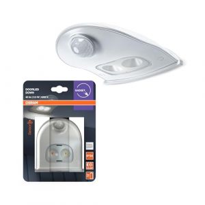 Osram Door LED avec détecteur de mouvement, fonctionne sur batterie, 4000K, 40lm, 0,95W, IP54, blanc, éclairage vers le bas, convient aux entrées
