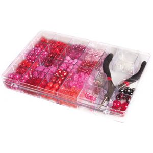 Rayher Boîte de perles assorties ton rouge avec pince 20 x 13,5 cm