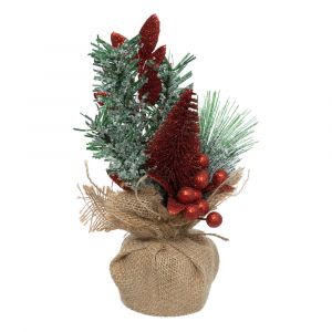 Atmosphera Compo de Noël Sapin déco et paillettes H 24 cm