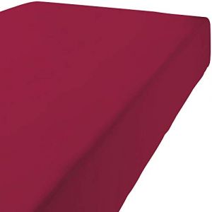 Les Ateliers du Linge Drap Housse uni Coton Cerise 140 x 190 x 35 cm