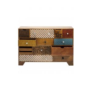 Image de Kare Design Commode en bois manguier patchwork 14 tiroirs Soleil