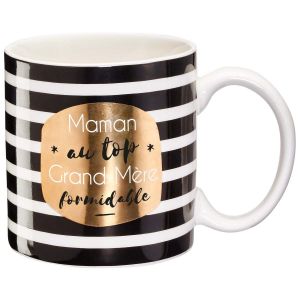 Nouvelles images Draeger - Mug Original - Tasse À Thé à offrir en cadeau à vos proches - Tasse À Café en porcelaine fine - 350 ml 8 cm de diamètre x 8,5 cm de hauteur maman au top, grand-mère formidable