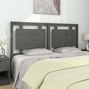 VidaXL T&ecirc;te de lit Gris 155,5x4x100 cm Bois massif de pin - Gris