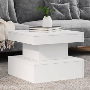 VidaXL Table Basse avec Lumières LED, Table d'Appoint, Bout de Canapé, Meuble de Salon Salle de Séjour, Moderne, Blanc Bois d'Ingénierie