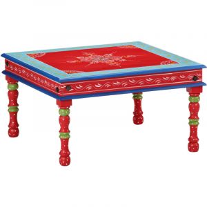 VidaXL Table basse rouge bois de manguier massif peint à la main 353766