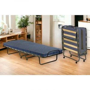 Lit pliant Daaronso, Lit pliant avec sommier à 12 lattes, Matelas inclus, Lit peu encombrant, 100% Made in Italy, 80x190h37 cm, Etui de protection