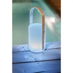 Galix Lanterne portative rechargeable USB Bambou Plastique 4 LED WRGB 1500mAh Blanc