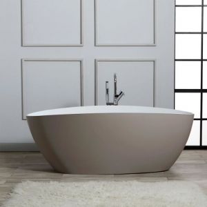 Kiamami Valentina BAIGNOIRE AUTOPORTANTE EN RÉSINE DE MARBRE BEIGE - RACHELE