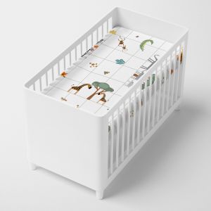 Happyfriday - Drap housse mini Blanc Multicouleur 60 x 120 x 14 cm animaux