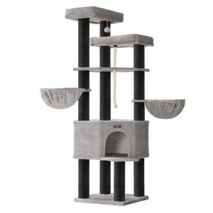 Feandrea grand arbre à chat xxl 55 x 55 x 186,7 cm gris et noir