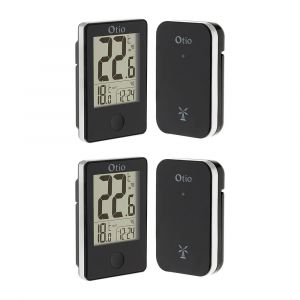 Otio Lot de 2 thermomètres intérieur extérieur sans fil - Noir