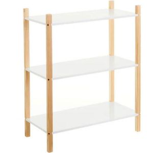 Wadiga Étagère chambre enfant 3 étages blanc et bois - 60x30x76cm