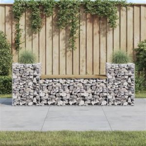 VidaXL Banc de jardin design gabion 183x41x60,5cm bois de pin impr&eacute;gn&eacute;