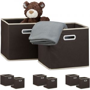 Relaxdays Boîte de rangement pliable, lot de 8, caisses ouvertes, HxLxP : 30 x 30 x 30 cm, pliante coffre, avec poignée, marron