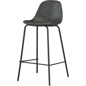 Chaise pour îlot central 65 cm en cuir synthétique gris/noir - Henrik
