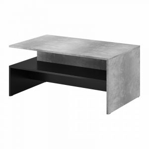 Table basse design collection RAMOS coloris gris effet béton et noir. - Gris