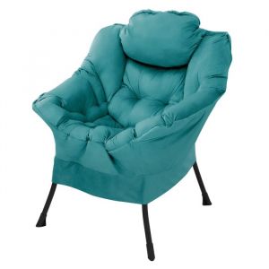 Ml-design - Fauteuil de Relaxation Pétrole, Rembourré avec du Coton pp Polyester, Structure Noir en Acier, Dossier et Accoudoirs Ergonomiques, Poche