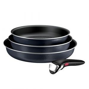 Tefal Ingenio Enjoy, Batterie de cuisine 4pi&egrave;ces, Po&ecirc;les et casseroles l&eacute;g&egrave;res, Technologie Light Tech, Poign&eacute;e amovible, L7239143