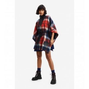 Desigual Poncho à imprimé carreaux tartan Rouge - Taille Talla única