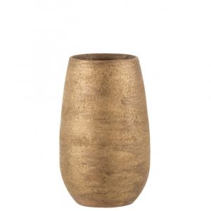 J-Line Vase irrégulier rugueux en céramique doré 18x31 cm
