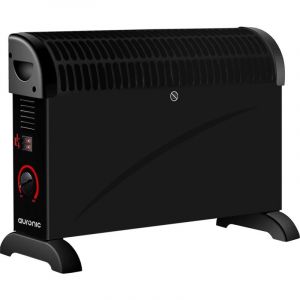 Radiateur Convecteur &Eacute;lectrique R&eacute;glable - Auronic - 750/1250/2000 Watts - 3 Niveaux de Chaleur - Thermostat R&eacute;glable - 53,5 x 19,6 x 38,5 cm - Noir