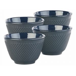 Image de Rosenstein & Sohne Set de 4 Tasses à thé Style Arare Japonais - Noir