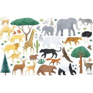 Lilipinso Planche de stickers M Animaux du monde (64 x 90 cm)