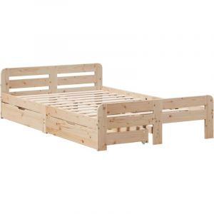 VidaXL Cadre de lit sans matelas 135x190 cm bois de pin massif, sommier, cadre de lit double, cadre de lit en bois massif, meuble de chambre à coucher