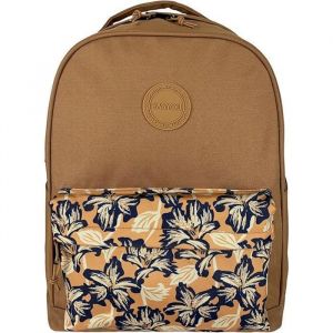 Senya EASYOU Sac &agrave; Dos 25 L &ndash; Ordinateur 15&Prime; &ndash; Dos 3D Rembourr&eacute; &ndash; Tissu Recycl&eacute; GRS &ndash; Poches & Passant Valise (Camel et pochette &agrave; fleurs)