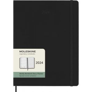Moleskine Agenda civil semainier 2024 12 mois Format XL Couverture Dure Noir