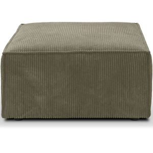 Pouf en velours c&ocirc;tel&eacute; vert kaki