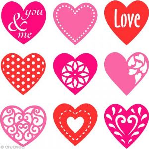 Artémio Set de mini silhouettes en feutrine - Coeurs - 45 pcs