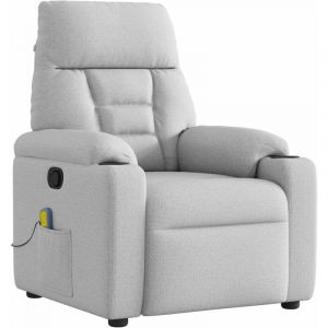 VidaXL Fauteuil de massage inclinable gris nuage tissu