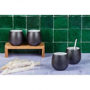 Lot de 4 mugs en gr&egrave;s noir 40cl